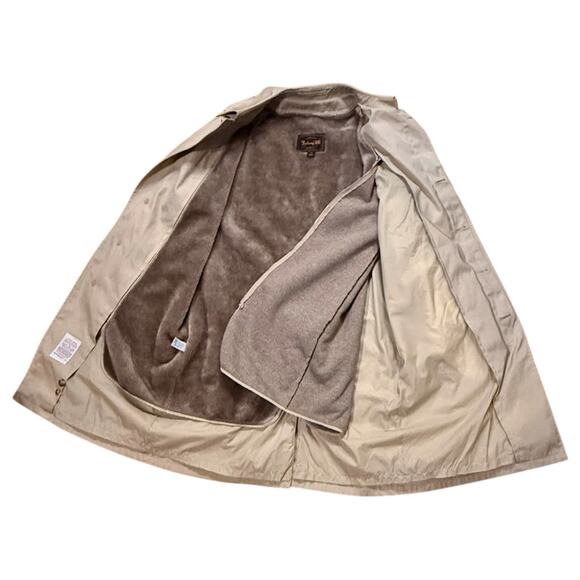 VTG Botany 500 Trench Rain Coat Mens Beige Zip Out Borg Lining Jacket USA 42R - Picture 5 of 11